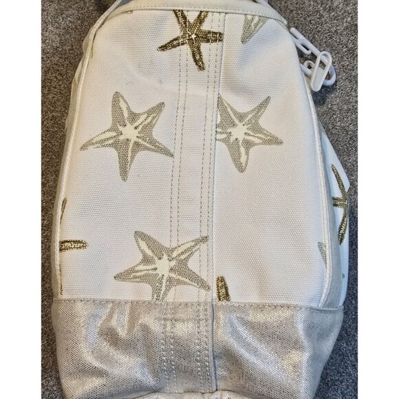 Lands' End Canvas Tote Bag Zips Shut Organize Pockets Starfish Beach Key Holder - Picture 10 of 16